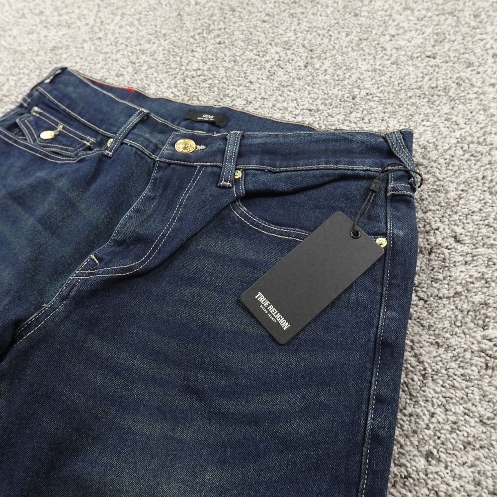 NEW True Religion Jeans Mens 32X32 Blue Denim Pants Geno‎ Relaxed Slim Straight